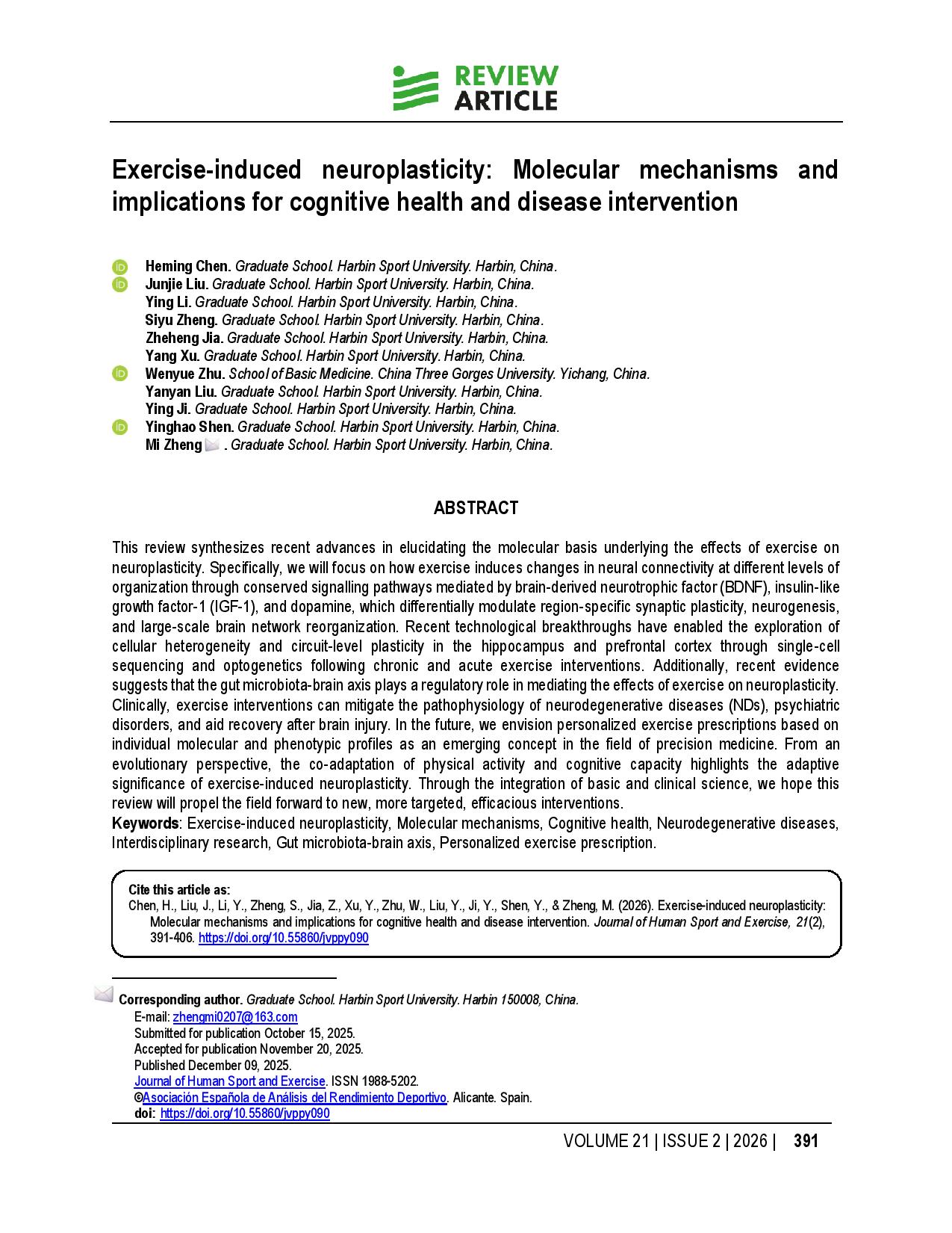 Exercise-induced neuroplasticity: Molecular mechanisms and implications for cognitive health and disease intervention