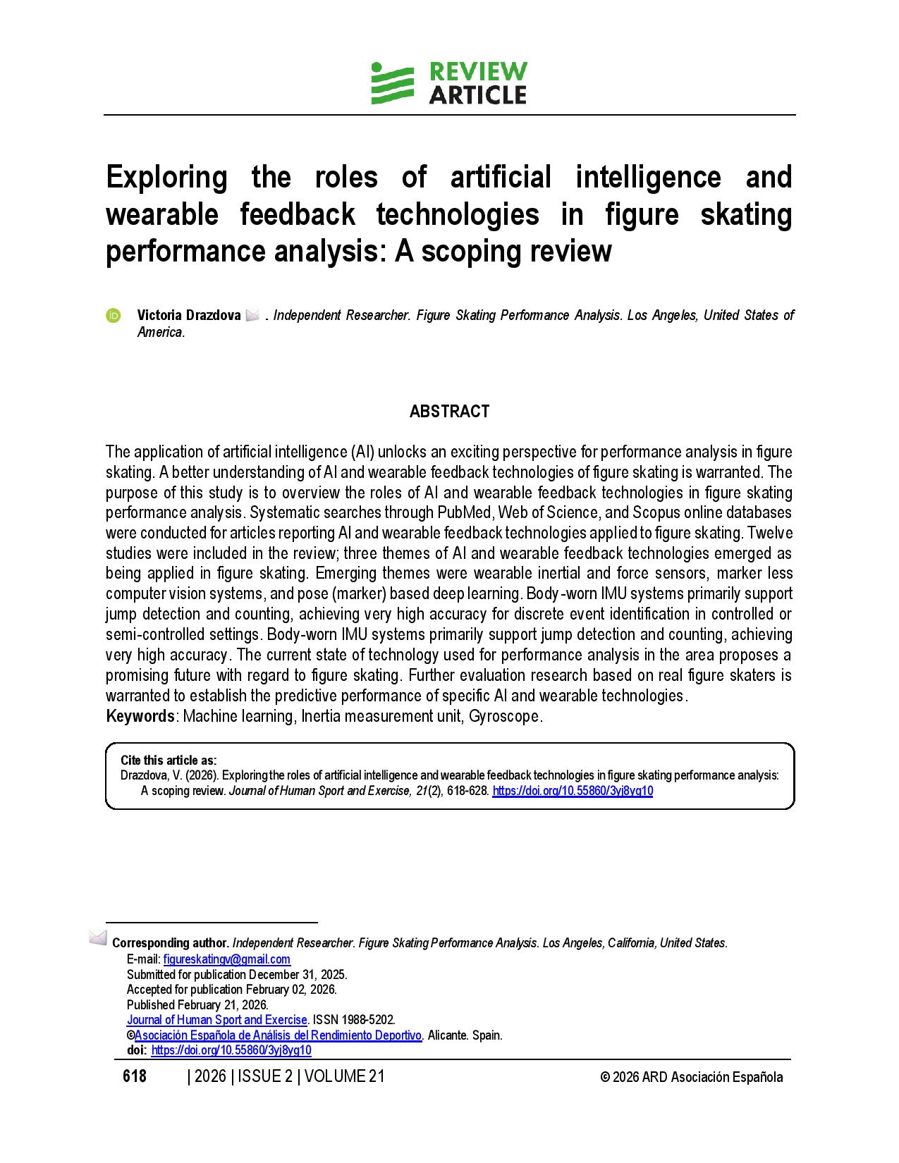 Exploring the roles of artificial intelligence and wearable feedback technologies in figure skating performance analysis: A scoping review