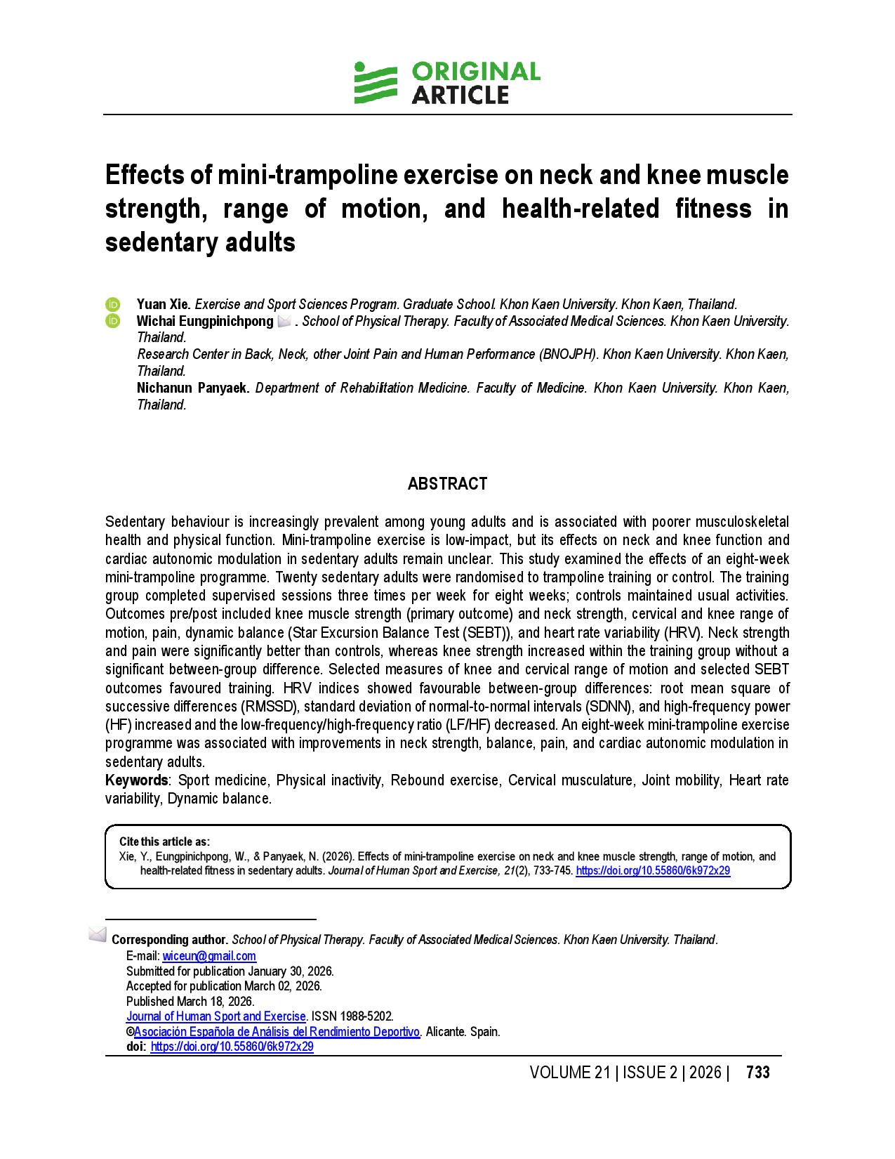 Effects of mini-trampoline exercise on neck and knee muscle strength, range of motion, and health-related fitness in sedentary adults