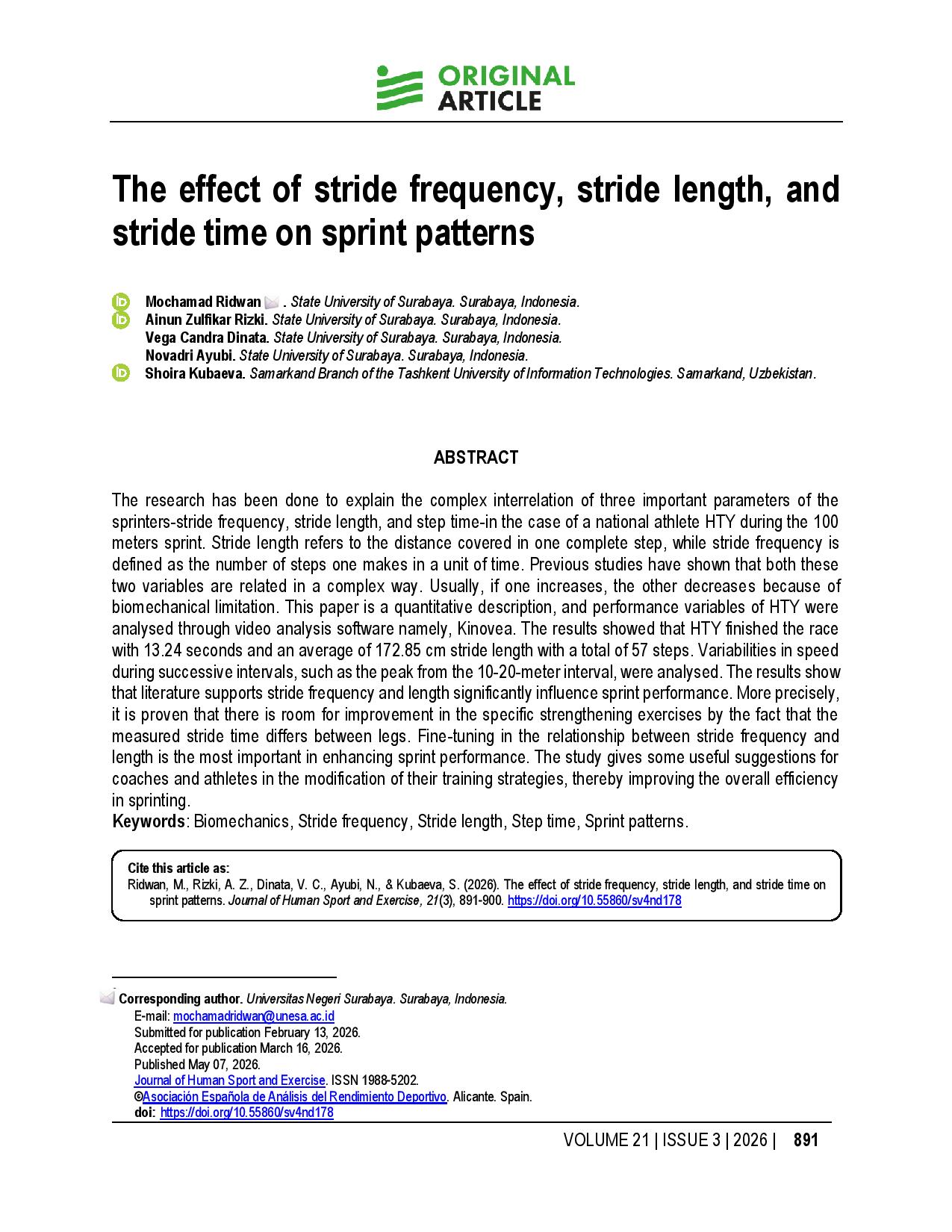 The effect of stride frequency, stride length, and stride time on sprint patterns