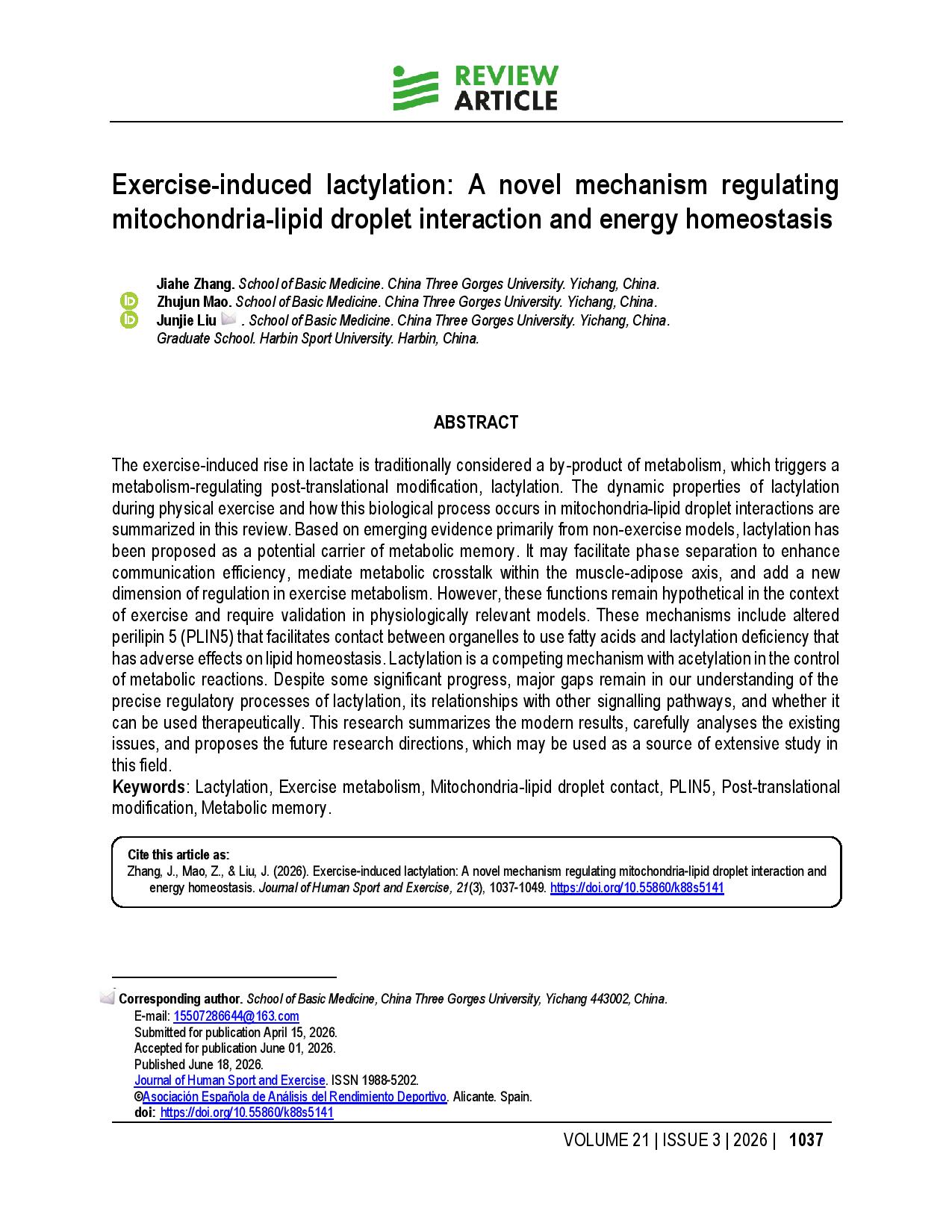 Exercise-induced lactylation: A novel mechanism regulating mitochondria-lipid droplet interaction and energy homeostasis