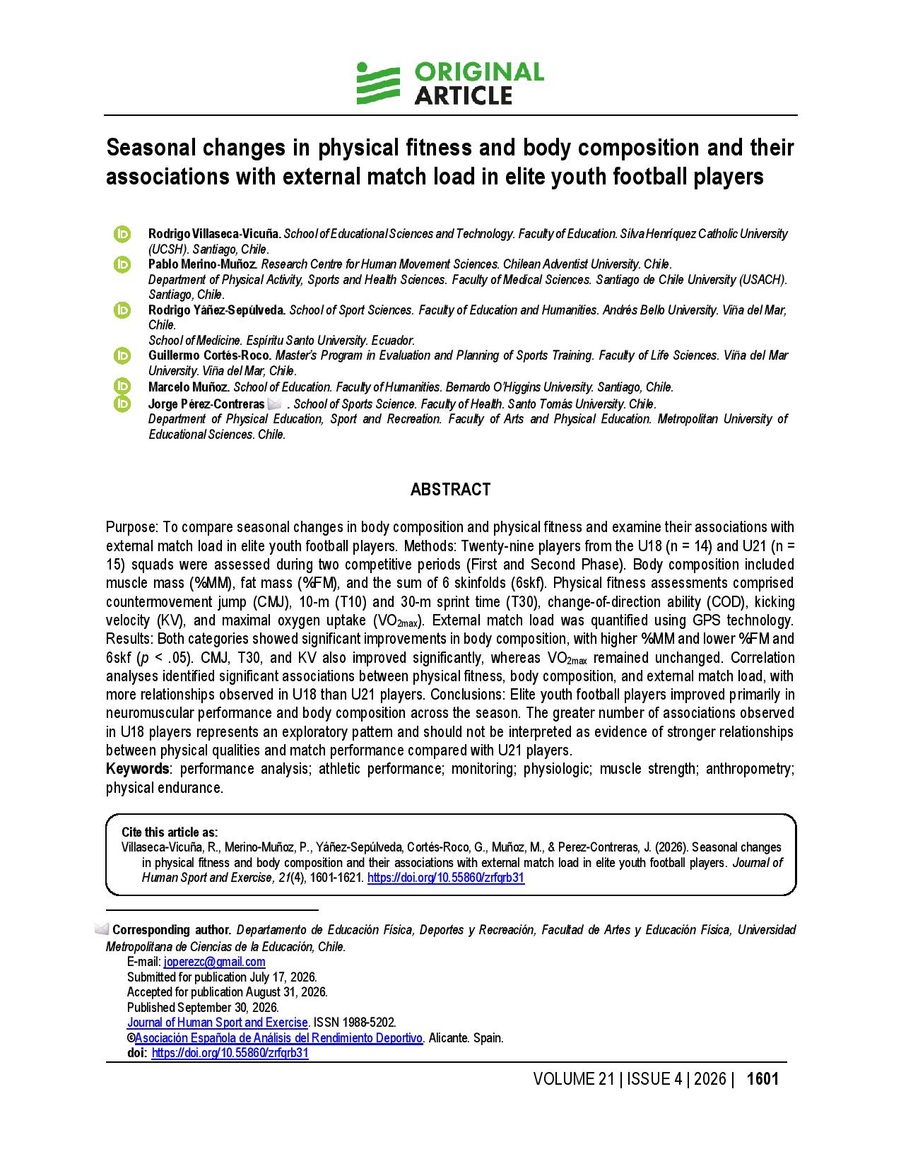Seasonal changes in physical fitness and body composition and their associations with external match load in elite youth football players