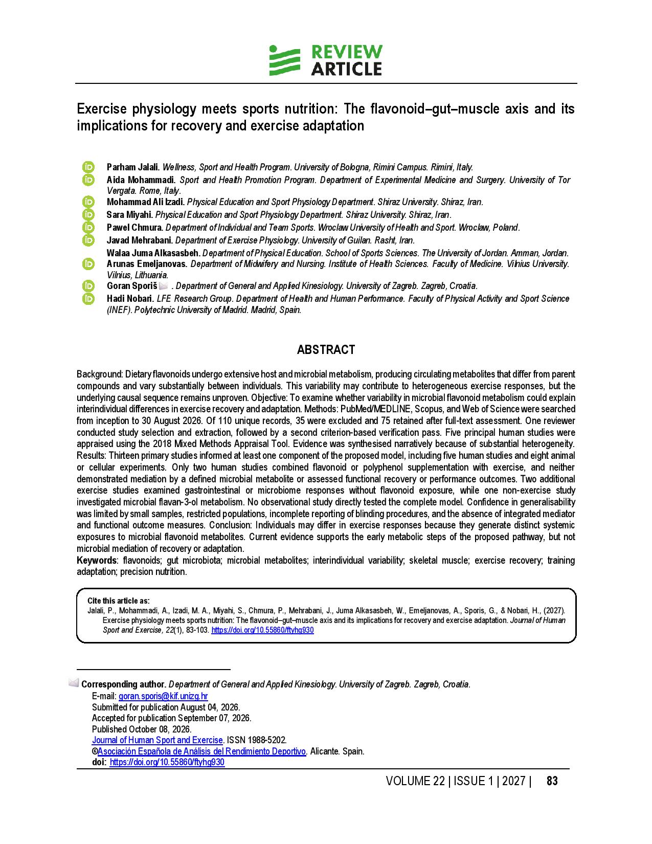 Exercise physiology meets sports nutrition: The flavonoid–gut–muscle axis and its implications for recovery and exercise adaptation