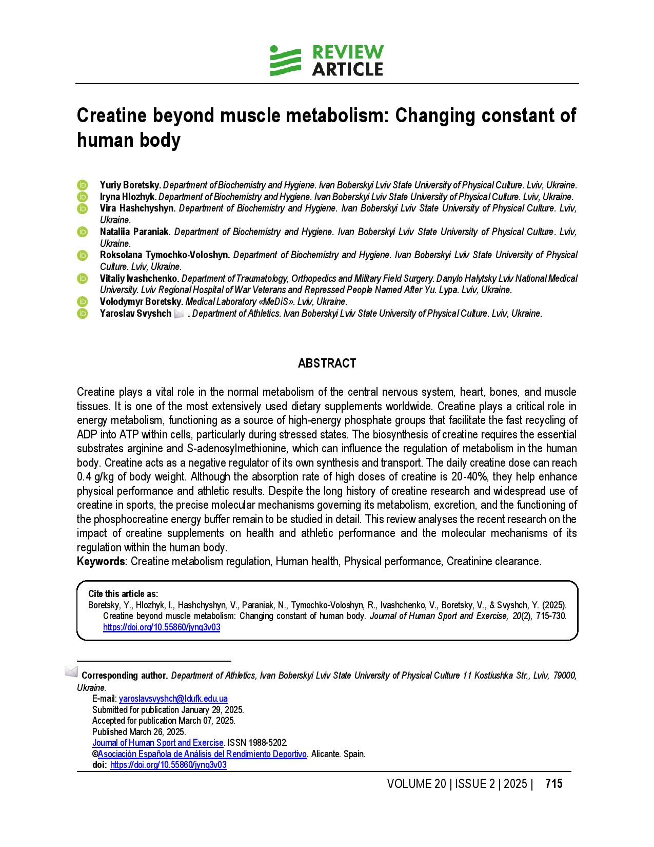 Creatine beyond muscle metabolism: Changing constant of human body