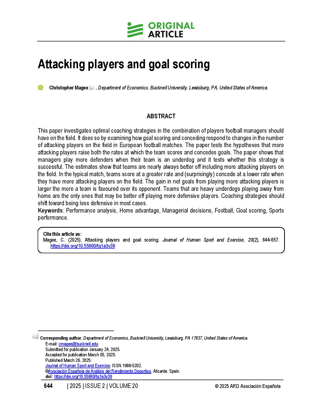 Attacking players and goal scoring