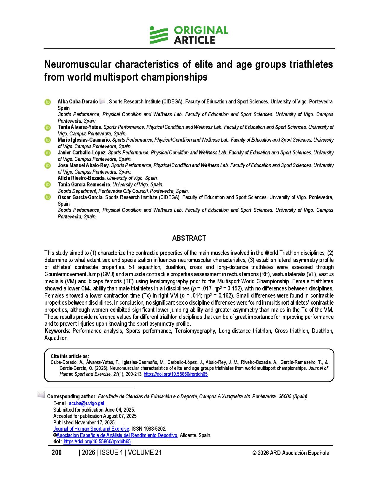 Neuromuscular characteristics of elite and age groups triathletes from world multisport championships
