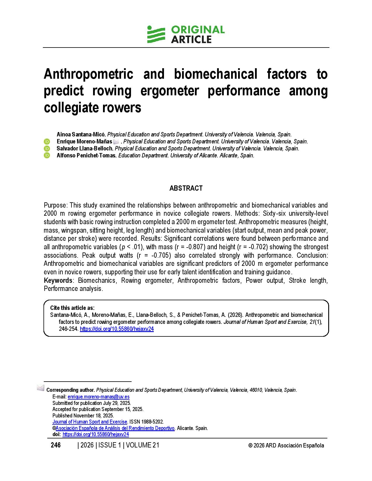 Anthropometric and biomechanical factors to predict rowing ergometer performance among collegiate rowers