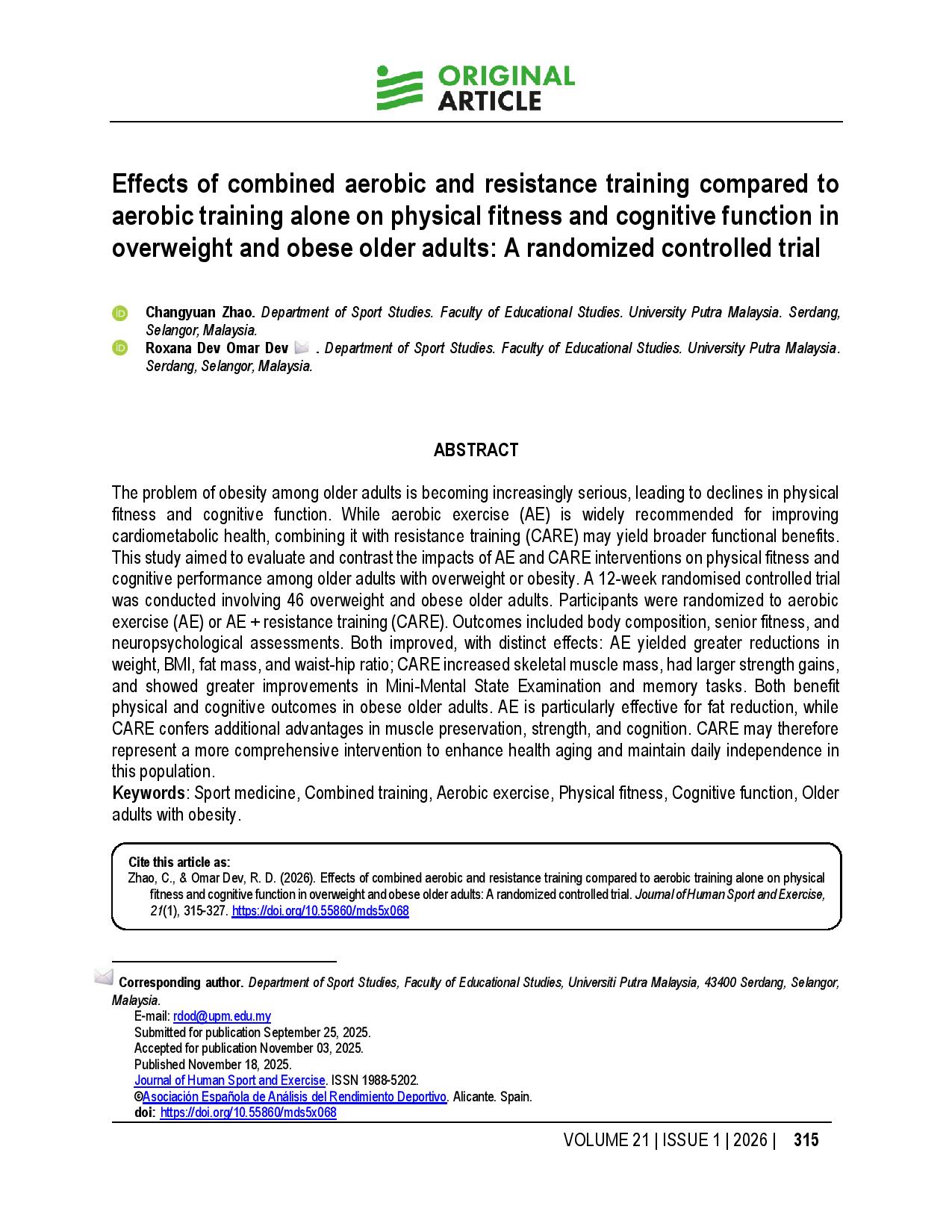 Effects of combined aerobic and resistance training compared to aerobic training alone on physical fitness